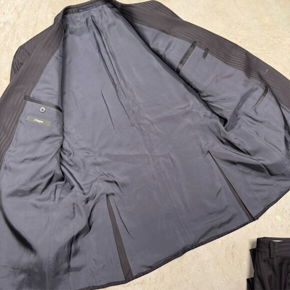 Ermenegildo Zenga Suit "Z Zegna" City Fit Striped Navy Blue 2pc Wool 44L 38x32 - Picture 6 of 12